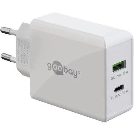 Goobay dubbel USB-C PD snabbladdare, 30 W