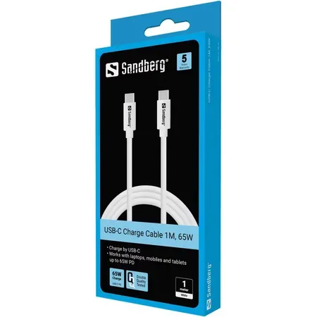 Sandberg USB-C-laddningskabel 1 meter, 65W