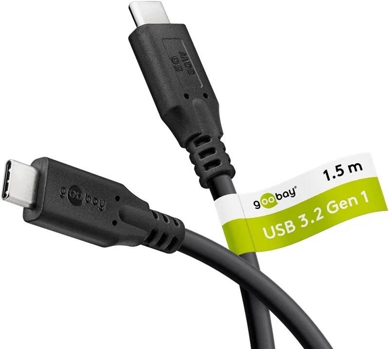 USB-C™-kabel, 1,5 m, svart