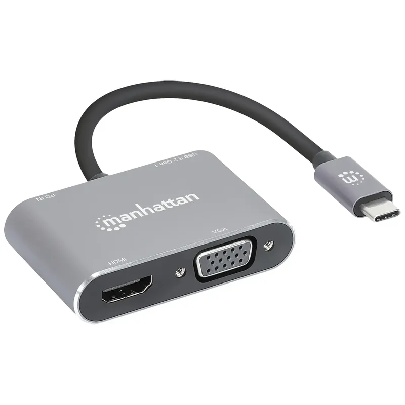 Manhattan USB-C®-dockningsstation USB-C to HDMI & VGA 4-in-1 Docking-Konverter Passar till följande märken: univerzálny USB-C® Power Delivery