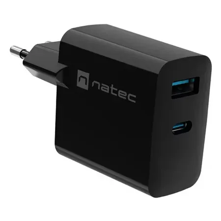 Natec RiberaGAN USB-A och USB-C-laddare, 65 W