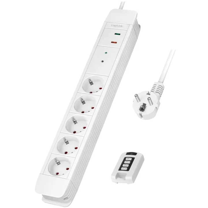 LogiLink Grenuttag 5-vägs med fjärr 433 MHz 1,5m Vit
