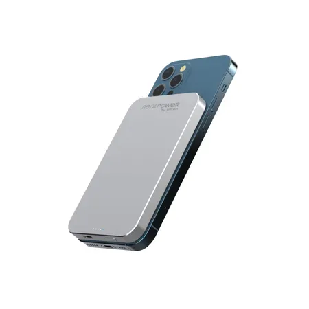 RealPower PB-5000 Mag powerbank 5000 mAh trådlös laddning silver