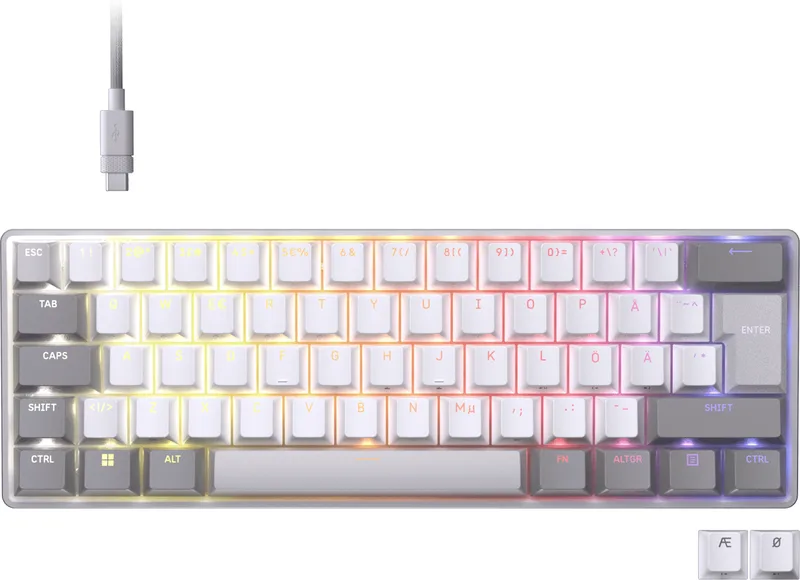 Corsair Clipper Pro Mini 60, vit, nordisk layout