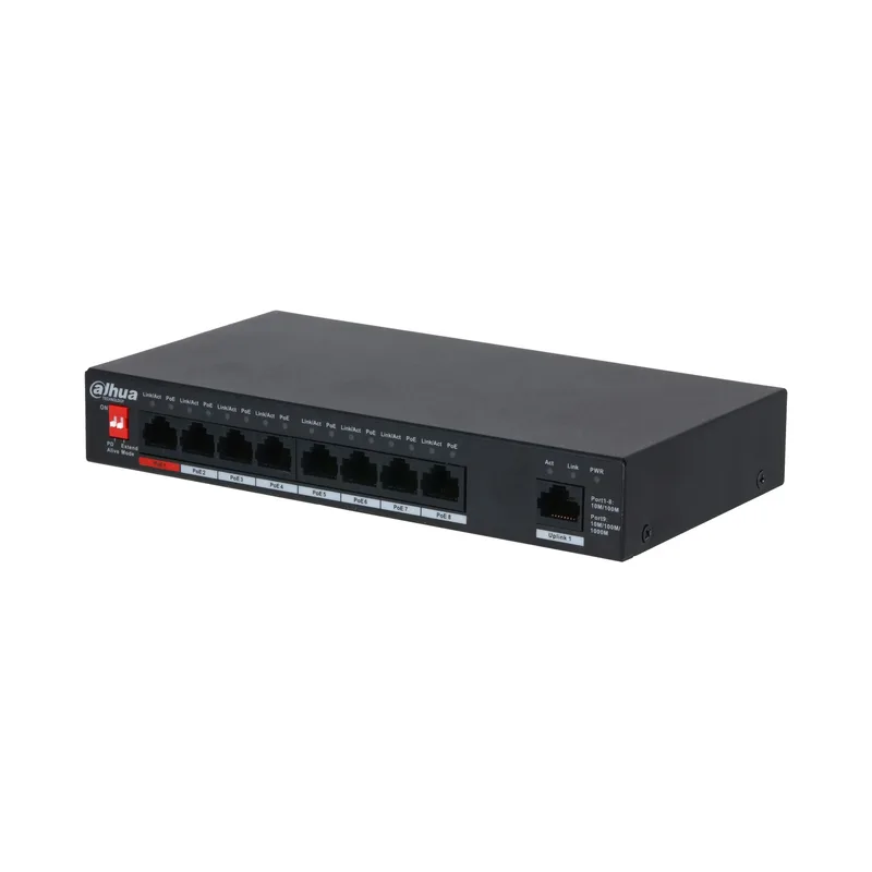 Dahua PFS3009-8ET1GT-96-V2 9-portars icke-hanterad stationär switch med 8-portars PoE