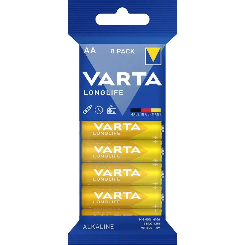 Varta Longlife AA batteri R6 alkaliskt 8-pack