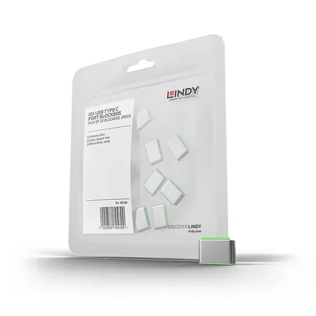 Lindy 40438 portblockerare USB-C, grön, 10-pack