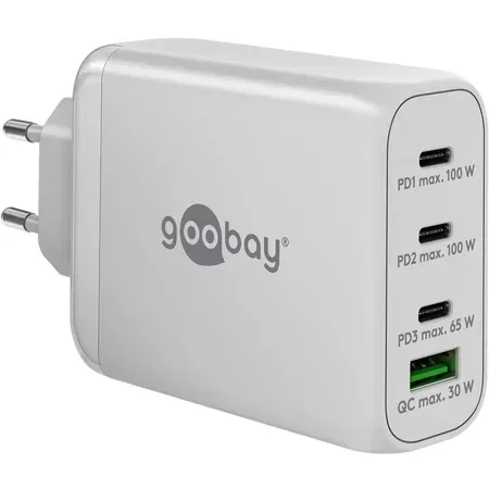 Goobay USB-C PD snabbladdare med flera portar, 100 W, vit