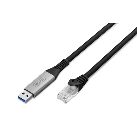 Digitus USB 3.2 Gen1 till RJ45 Ethernet-kabel, 1Gbit/s, 5 m, svart