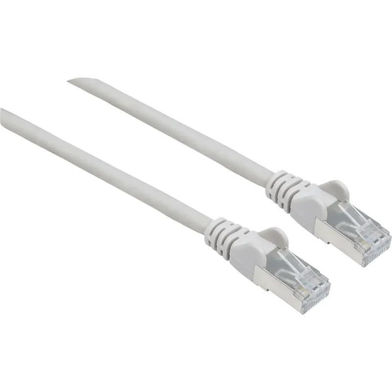 Intellinet 317146 RJ45 Nätverkkabel, Patchkabel CAT 6A S/FTP 2.00 m Grå Folieskärmning, Flätad skärmning, Halogenfri 1 st