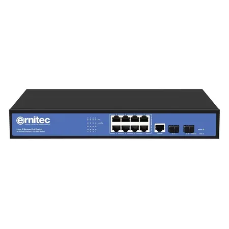 Ernitec hanterad L2+-switch med 8 gigabitportar och 2 SFP-portar