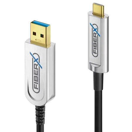 FiberX FX-I630-030 USB-kabel USB 3.2 Gen 1, 30 m, USB C till USB A, svart/silver