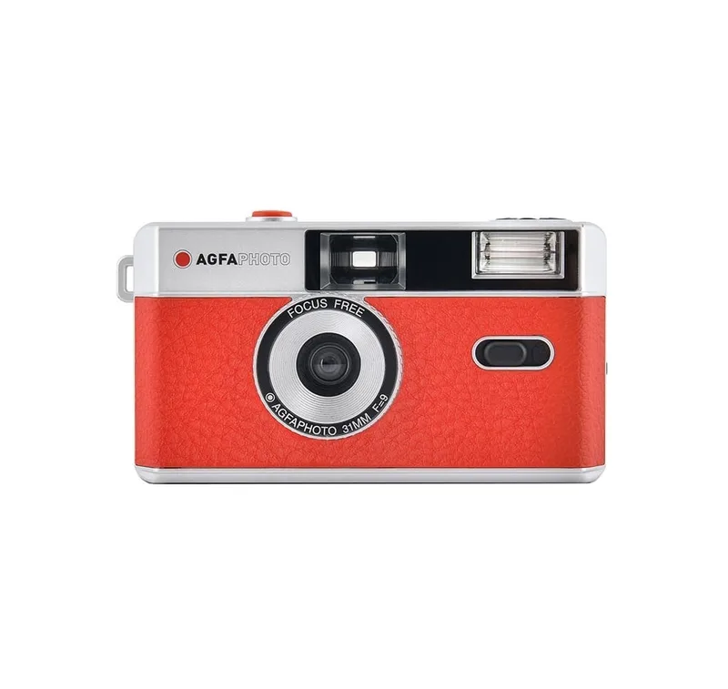 AgfaPhoto 603001 kompakt filmkamera 35 mm, röd/silver