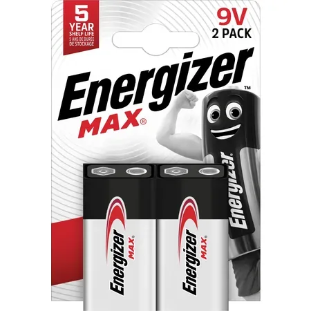 Energizer Max 6LR61 9 V alkaliskt batteri, 2-pack