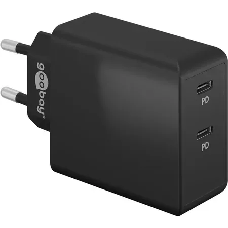 Goobay 61757 USB-C-laddare, 2 portar, svart