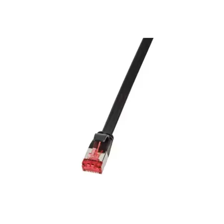 LogiLink CF2063S RJ45 Nätverkkabel, Patchkabel CAT 6 U/FTP 3.00 m Svart guldpläterad kontakt, Skärmad, Platt 1 st