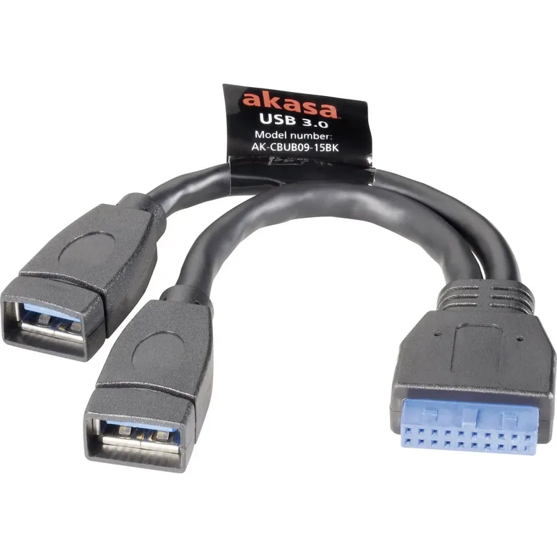 Akasa intern USB 3.0-adapterkabel, 15 cm, svart