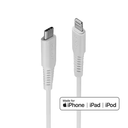 Lindy 31317 Lightning-kabel till USB-C, 2 m, vit