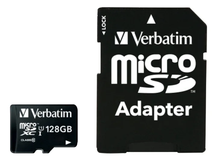 Verbatim microSDXC-kort 128 GB med adapter, class 10