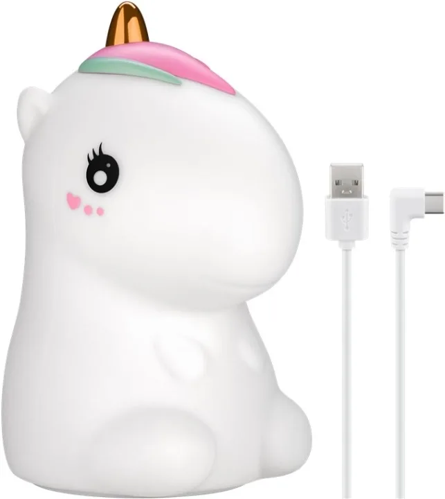 Goobay LED-nattlampa "Enhörning" varmvitt ljus och 7 färgskiftningar (RGB-ljus)