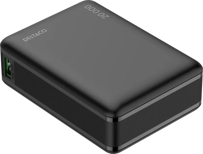 DELTACO Powerbank 20 000 mAh 65W Svart