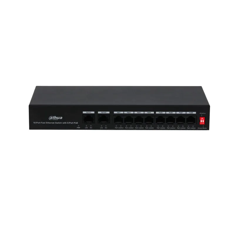 Dahua PFS3010-8ET-65 10-portars växeln för Fast Ethernet med 8-portars PoE