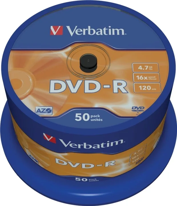 Verbatim DVD-R, 16x, 4,7 GB/120 min, 50-pack spindel, AZO (43548)