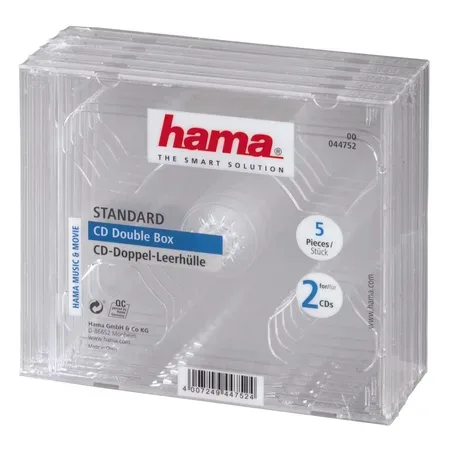 Hama CD Double Jewel Case, Pack 5 2 diske Transparent