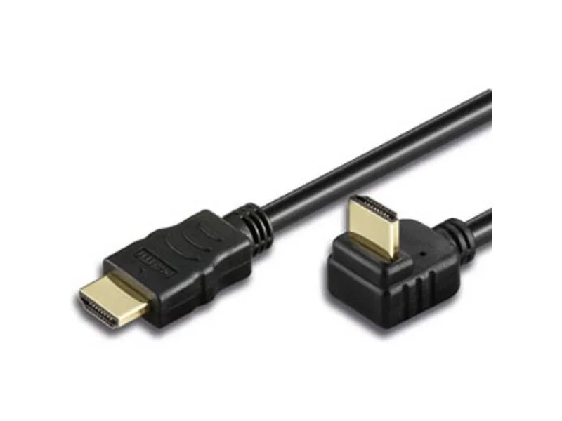 Techly ICOC-HDMI-LE-050 HDMI-kabel med Ethernet, vinklad, 5 m, svart