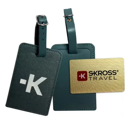 Skross bagagelapp i läder och PVC, grå