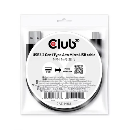 Club 3D - USB-kabel - USB typ A till Micro-USB Type B
