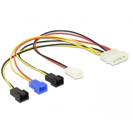 Delock strömkabel Molex 4-pin till 4 x 2-pin fläkt (12 V / 7 V / 5 V)