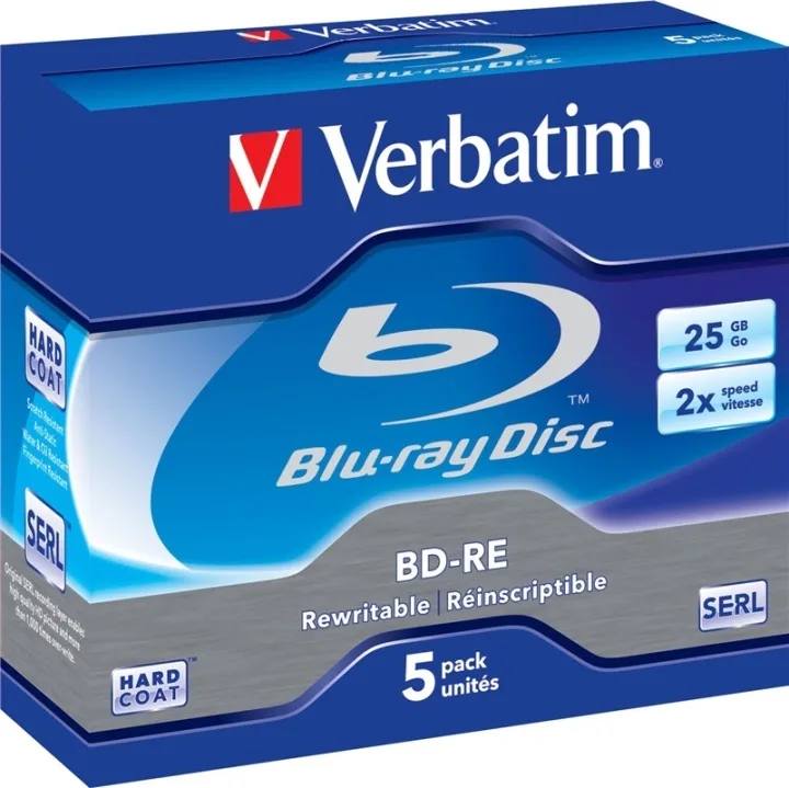 Verbatim BD-RE 25 GB 2x, 5-pack i jewelcase
