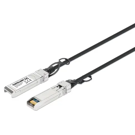 Intellinet 508407 InfiniBand- och fiberoptisk kabel, 1 m, SFP+, svart, silver