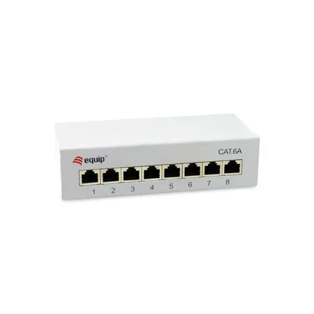 Equip patchpanel 8 portar RJ45 Cat6A 19 tum FTP, 1U, ljusgrå