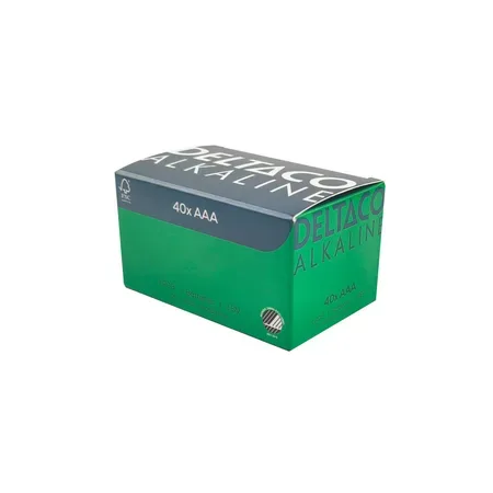 Deltaco AAA alkaliska batterier, 40-pack