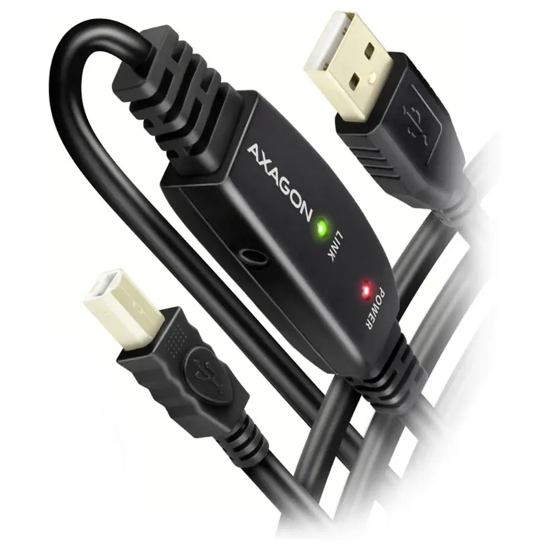 Axagon ADR-210B aktiv USB 2.0-kabel A-hane till B-hane, 10 m