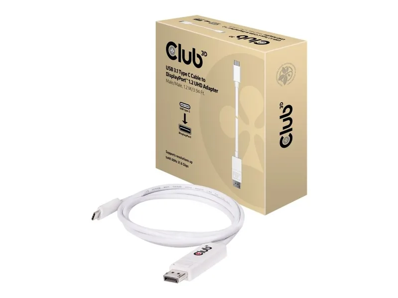 Club 3D USB-C till DisplayPort-kabel, 1,2 m, stöd för 4K
