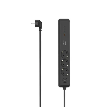 Hama grenuttag 3 uttag SCHUKO, 1,4 m, 2 USB-C, 1 USB-A, Power Delivery, 100 W