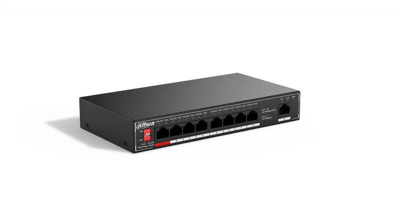 Dahua SF1009P 9-port unmanaged skrivbordsswitch med 8 PoE-portar