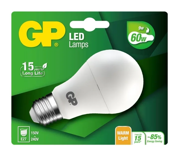 GP LED-lampa Classic, E27, 9W (60W), 806lm