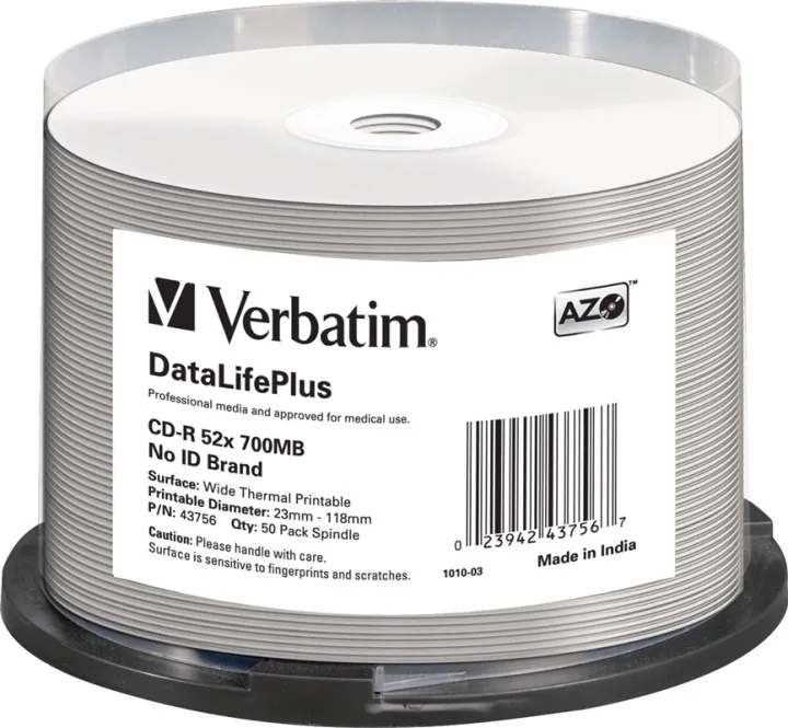Verbatim CD-R 700 MB/80 min, 52x, 50-pack på spindel