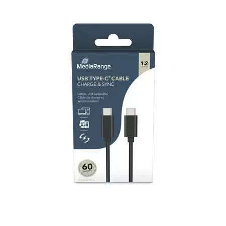 MediaRange USB-C till USB-C-kabel, USB 3.2 Gen 1, 1,2 m
