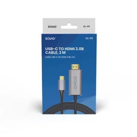Savio CL-171 USB-C till HDMI-kabel 2 m, svart