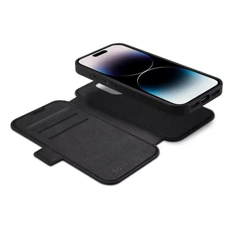 Screenor First 2in1 plånboksfodral för iPhone 16 med MagSafe, svart