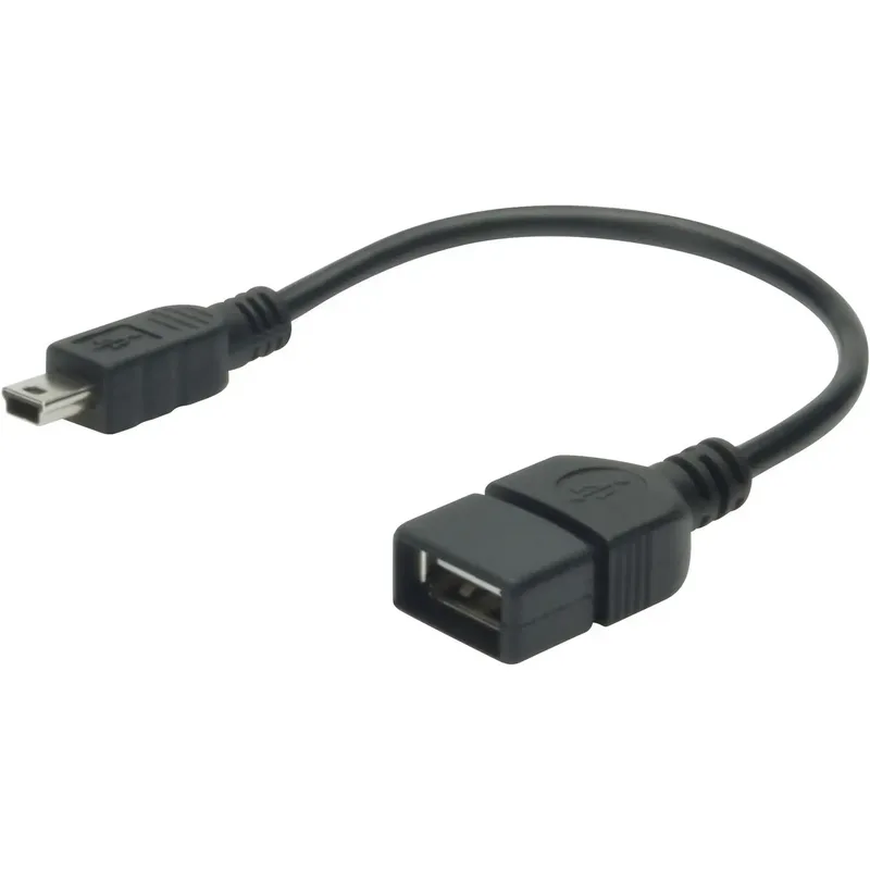 Digitus AK-300310-002-S USB-kabel USB 2.0, 0,2 m, USB-A till mini-USB B, svart