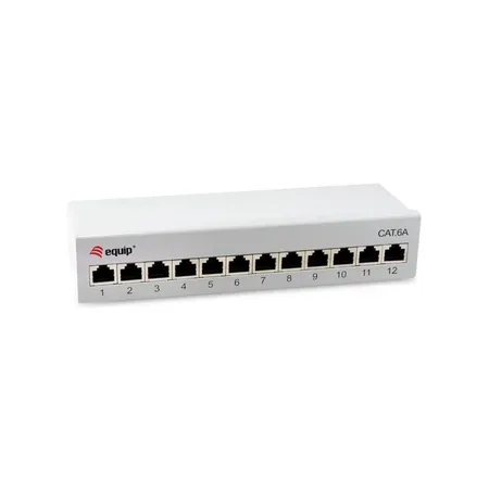 Equip patchpanel 12 portar RJ45 Cat6A 19 tum FTP, 1U, ljusgrå