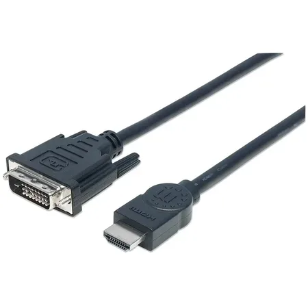 Manhattan 372510 videoadapterkabel 3 m HDMI Type A (Standard) till DVI-D svart