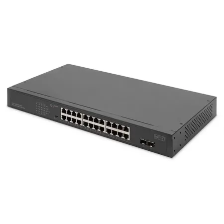 Digitus switch, 24 portar Gigabit Ethernet, 19 tum, ohanterad