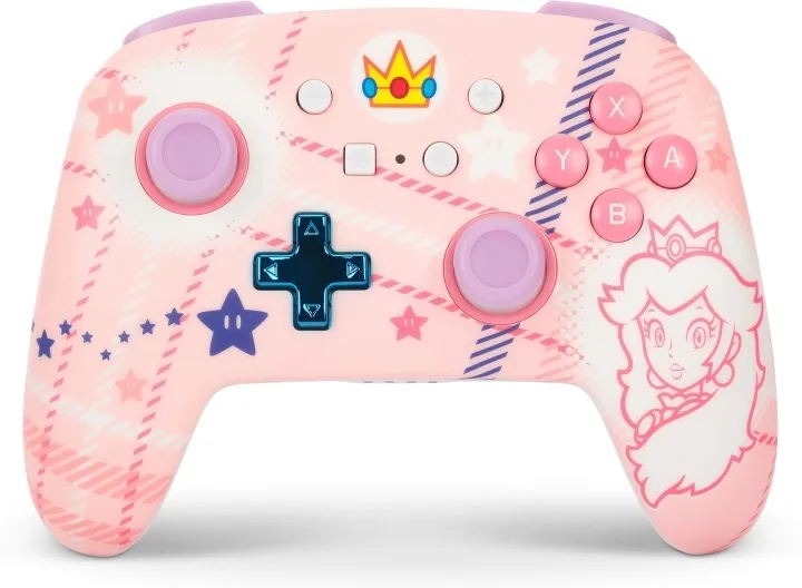 PowerA Enhanced trådlös handkontroll, Princess Peach Plaid